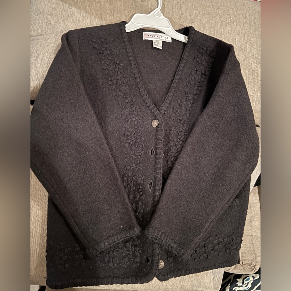 Crystal Kobe Women’s M Hunter Green wool sweater/cardigan